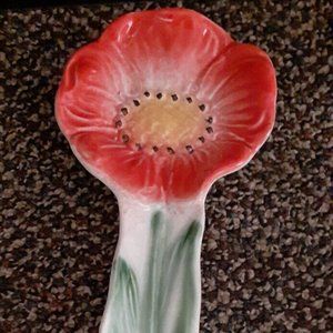 Vintage Horchow Italian Pottery Flower Spoon Rest from the 1980s